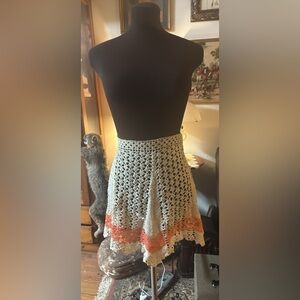 Vintage Peaches and Cream colored Crochet Apron